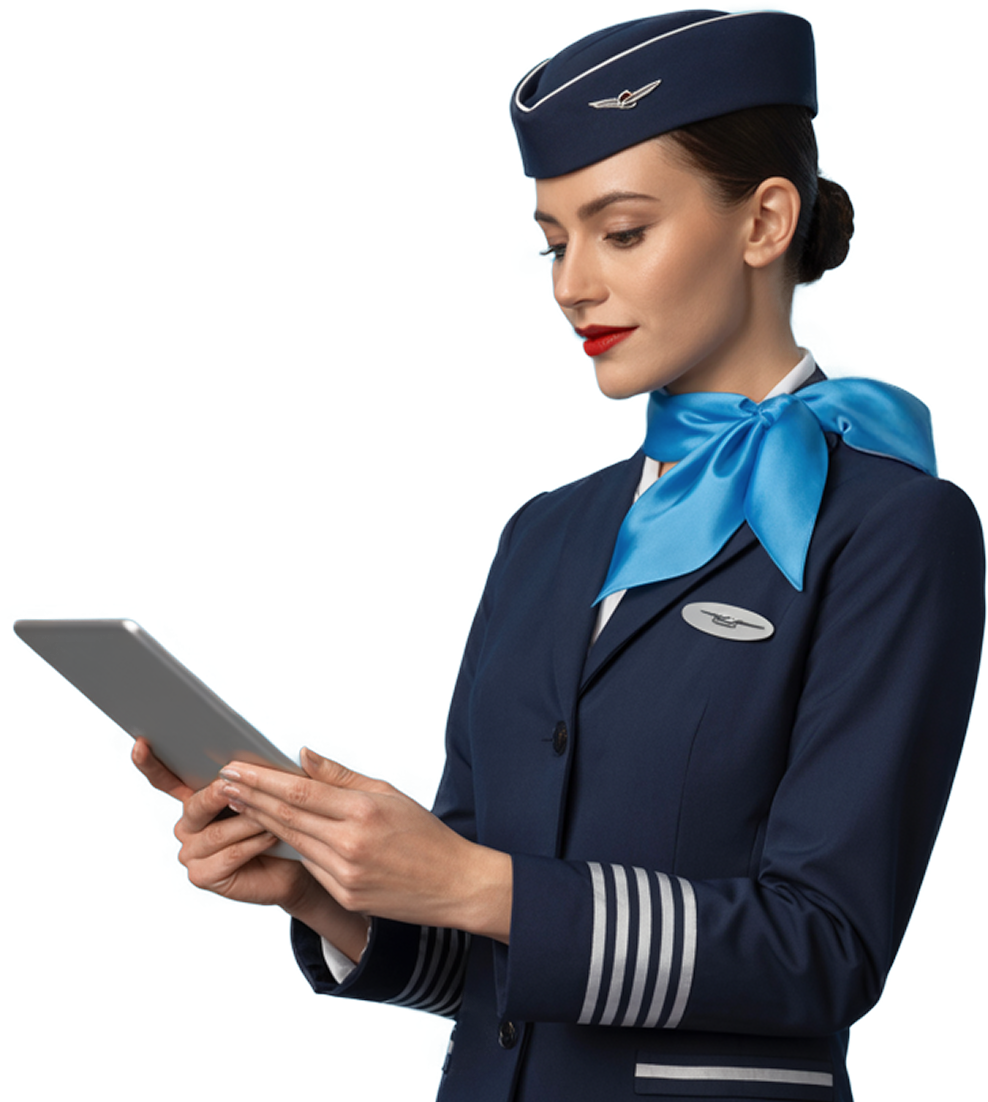 Flight Crew Using Tablet